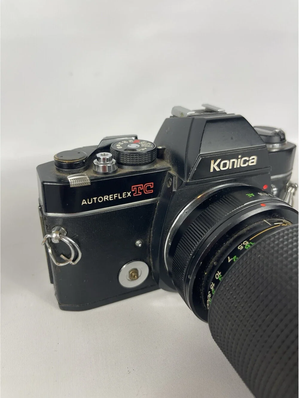 Konica Autoreflex TC 35mm Film Camera w/Extra Lens And Carry Strap